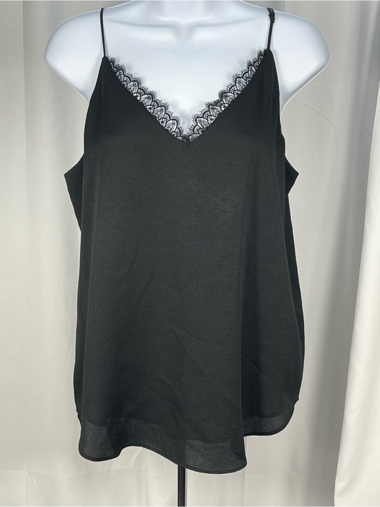 Express Tops - Express Black Lace-Trim V-Neck Double layer Camisole w/adjustable straps Sz M